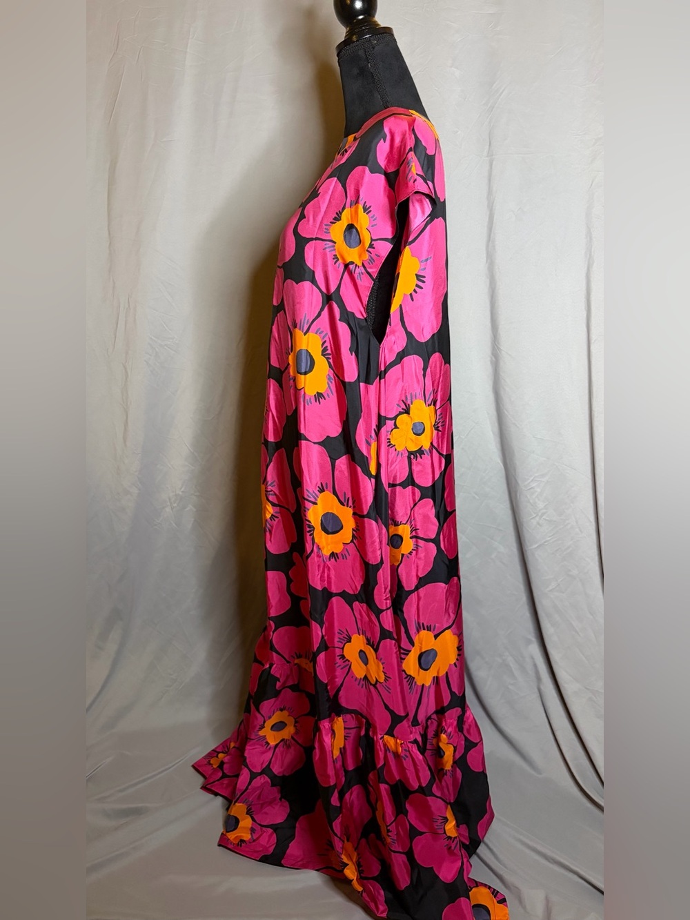 Free People Pink Floral Maxi Dress with Orange Accents - Picture 3 of 8